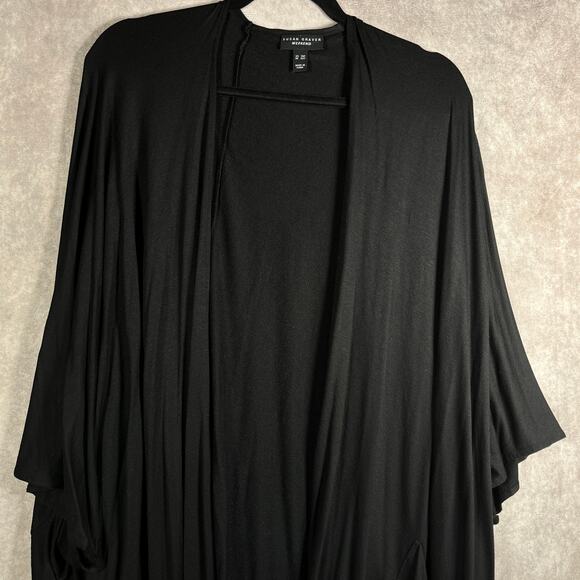 Susan Graver Weekend Cardigan Sweater 3XP Black Dolman Sleeve Open Lagenlook - Picture 2 of 9